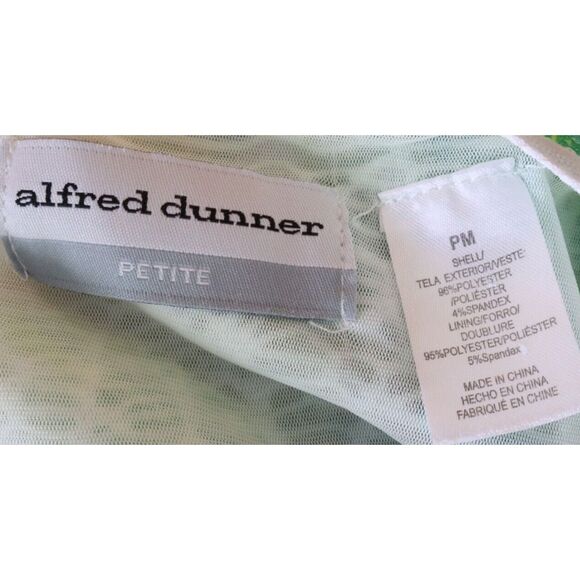 Alfred Dunner Blouse Womens PM Green White‎ Leaves 3/4 Sleeves Embroidered Trim - Picture 6 of 6